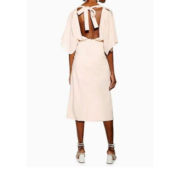 Topshop Blush Batwing V-Neck Midi Dress size 8 - Picture 2 of 9